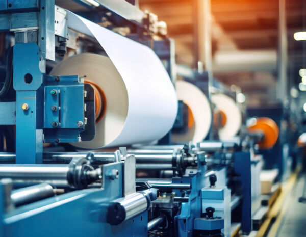 Factory machine producing paper and cardboard