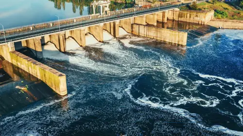 Aerial view of an hydropower plant