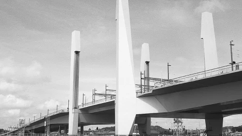 A vertical-lift bridge